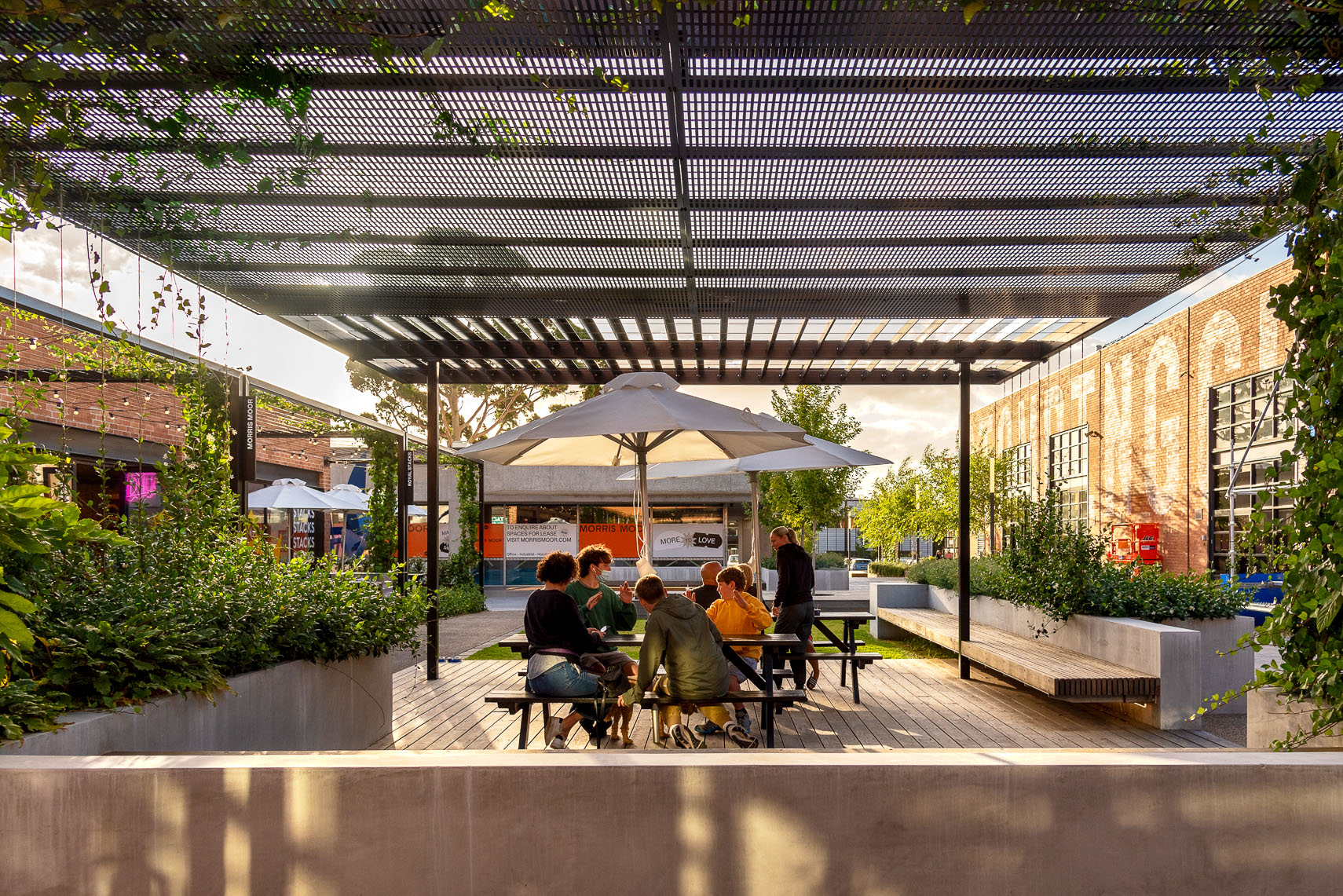 building, house, housing, porch, patio, pergola, person, restaurant, outdoors, furniture